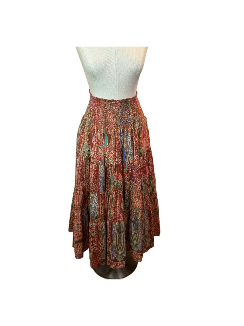 Lauren Ralph Lauren Boho Strapless Maxi Skirt Womens XL Red Paisley Print - Picture 2 of 11